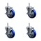 Service Caster 4'' Blue Poly Swivel 7/16'' Grip Ring Stem Caster Set with Brake, 4PK SCC-GR20S414-PPUB-BLUE-TLB-716138-4 - alternate 1